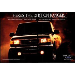 1995 Ford Ranger Pickup Truck 2 Page Vintage Print Ad Off Road Mud Dirt Wall Art
